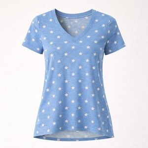 LuLaRoe Christy Tee XXS Blue Star Print Patriotic Casual USA Summer 4th of July